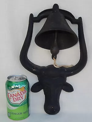 Vintage Cast Iron Long Horn Steer/Bull Rustic Dinner Bell * Western Americana • $34.95
