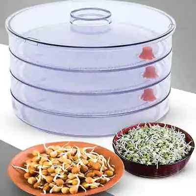  Seed Sprouter Tray BPA Free Sprouts Maker Germinator Bowl With Lid 4 Tier CLEAR • $12.62