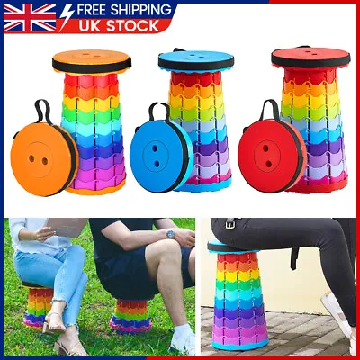 Portable Folding Stool Collapsible Telescoping Foldable Camping Stool Outdoor UK • £7.99