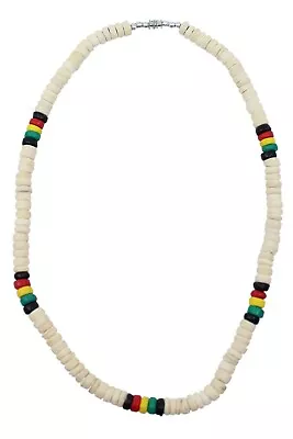 Coconut Shell Necklace (Thick) -20  Beige & Rasta (Green Yellow Red) Hawaiian • $6.26