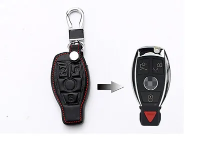 For Mercedes Benz 3 Button Remote Fob Bag PU Leather Car Key Full Cover Case • $11.98