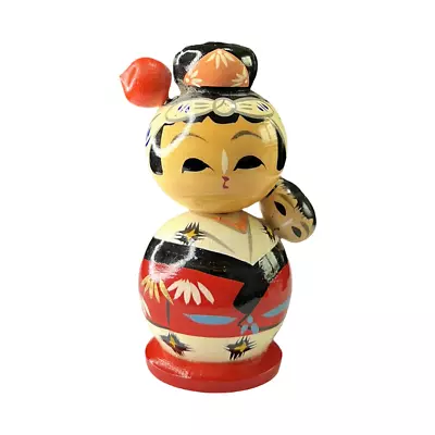 Vintage Japanese Kokeshi Hand Painted Wood Doll Mother And Baby • $30