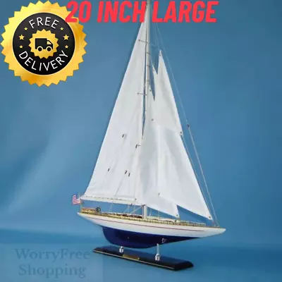 20  RACING YACHT MODEL Enterprise Limited Wood Sailboat Sailing Boat Home Decor • $160