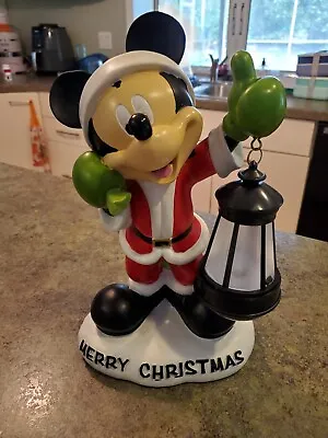 RARE Vtg Disney MICKEY MOUSE Santa Garden Statue Big Fig Holding Lantern 12.5  • $40