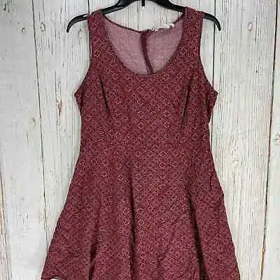 FOREVER 21 Women Dress 0X Burgundy Rayon Sleeveless Scoop Neck Fit Flare • $10.26