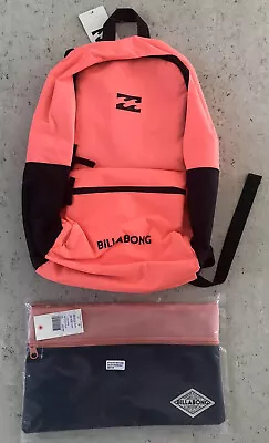 Bnwt Billabong Midtown Backpack 25 Litres & Billabong Pencil Case Rrp$70 (coral) • $44.99