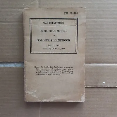 VINTAGE: War Department BASIC FIELD MANUAL  SOLDIERS HANDBOOK 1941 (upd. 1942) • $11.50