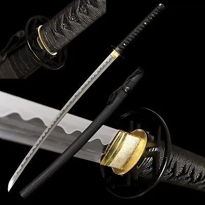 Black Katana 1095 Carbon Steel Japanese Real Sharp Samurai Sword Full Tang • $99.99