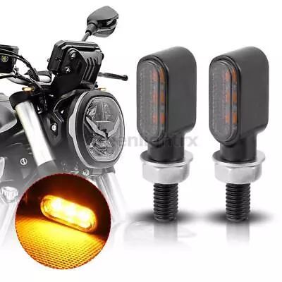 2X Motorcycle LED Turn Signal Mini Blinker Indicator Light Amber Black Universal • $12.98