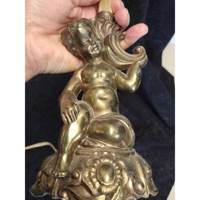 $46.99 • Buy Vintage Artistic Cherub Holding Urn Table Lamp Hollywood Regency Cast Metal 23 