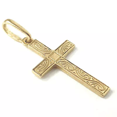 9ct Gold Cross Pendant Patterned Style Solid Yellow UK Hallmarked 1.1g • £85