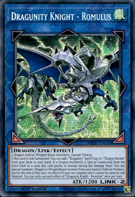 DRAGUNITY KNIGHT - ROMULUS SECRET PRISMATIC MP20-EN145 YuGiOh • £1.54