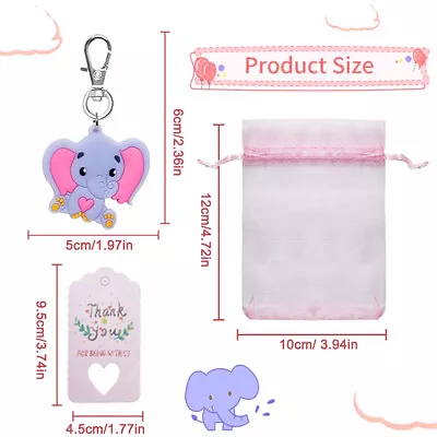 Birthday Baby Baptism Paper Label Party Favors Elephant Keychain Souvenir • $30.33