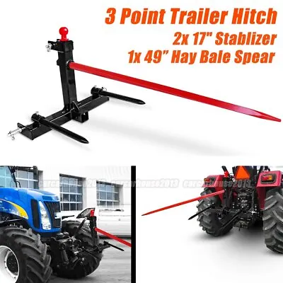 Category 1 Tractor 3 Point Trailer Hitch Quick Attach 49'' Hay Bale Spear 3000lb • $269.99