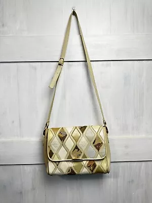 Leather & Suede Shoulder Bag - Cabin Creek Cream Gold Beige Patchwork Purse • $14