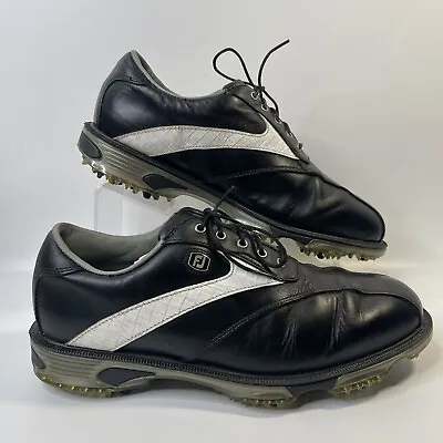 Footjoy Men’s Dry Joys Tour Black White Leather Golf Shoes Size 9 Preowned • $19.97