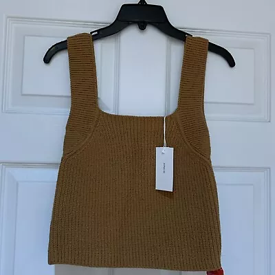 NWT  Vince Women's Brown Cotton Rib Square Neck Tank Top $245 *Size Small* • $49.95