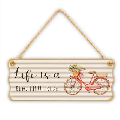 Country Metal Tin Sign Wall Art Life Is A Beautiful Ride 13x30cm Plaque • £11.08