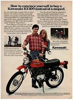 Kawasaki KE100 Motorcycle Trail Bike 1980 Print Ad 8 W X 11  • $12.99