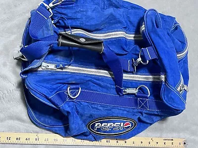 Vintage Pepsi Co Duffle Bag Blue Spell Out Handled Large Carry On Gym Luggage • $11.88