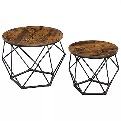 Set Of 2 Round Side Tables Coffee Tables Side End Tables For Living Room • £39.99