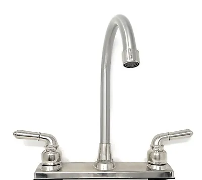 8  Center Two-Handle Plastic Body Tall Stainless Steel Spout Kitchen Faucet • $23.79