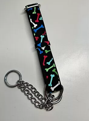 Martingale Half Check Choke Chain Dog Collar In Colourful BONES Design • £7.15