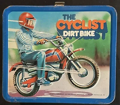 Vintage The Cyclist Lunchbox Dirt Bike With Thermos 1979 Aladdin Lunch Box • $59.99