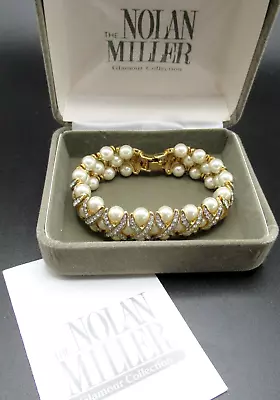 NOLAN MILLER Once In A Lifetime Faux Pearl Crystal Bracelet In Original Box! • $149.99