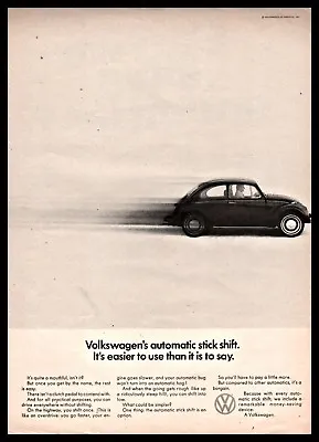 $10.99 • Buy 1968 VOLKSWAGEN VW Bug Beetle Vintage Car AD Automatic Stick Shift