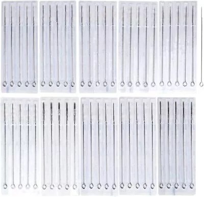 Nuoshen 50PCS Mixed Tattoo Needles SetStainless Steel Piercing Needles 3R 5RL  • £11.05