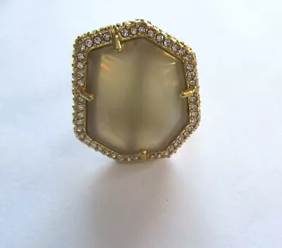 Vince Camuto Ring- Gold Color Band -yellow Shade -clear Crystals- Large Size 7.5 • $16.99