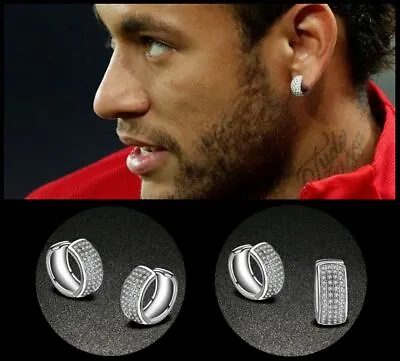 Men’s: Neymar BLING AAA Quality 24 Zirconia 18 Carat White Gold Huggie Earrings • £17.45