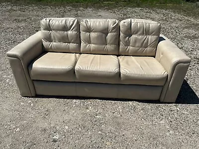 Williamsburg 83  Ultraleather Cream Fold & Tumble Sofa RV Boat Motorhome Used • $1200