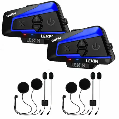 2 LEXIN B4FM 10Way Motorcycle Intercom Headset Helmet Bluetooth Music Sharing FM • $139.99