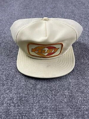 Vintage Pilot Hat Snapback Cap Mesh Trucker Embroidered Patch White Has Oil 90s • $10