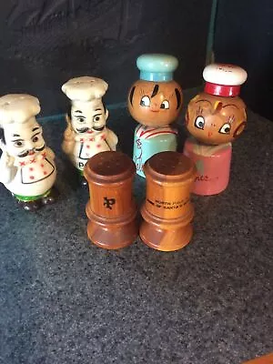 Wood & Plastic Vintage Salt & Pepper Shakers Chefspeoplenorth Pole  • $6.99