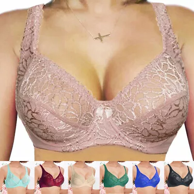 Plus Size Bra Women Bras Non-padded Sexy Lingerie Embroidery Lace Brassiere Gift • £5.99