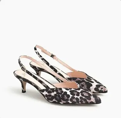 J. Crew Women's Sophia Slingback Pumps Graphite Leopard Print Brand New Size 6.5 • $44.95