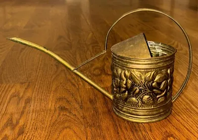 Vintage Brass Embossed Watering Can Made In England. Note:  Leaks • $48