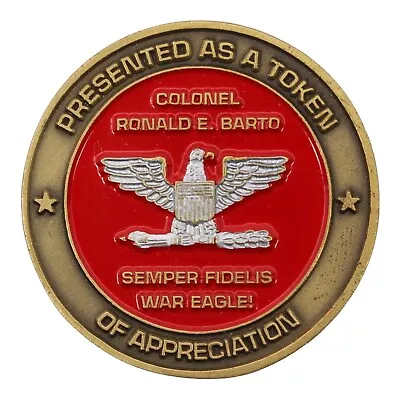 USMC Challenge Coin Colonel Barto War Eagle Token Of Appreciation Marine Corps • $26.99