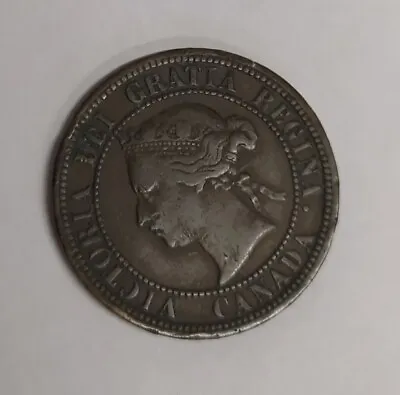 RARE Antique - Canada Queen Victoria 1 One Cent 1876 Coin - FREE UK POST • £5.96