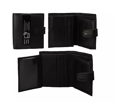 Mans Soft Leather RIFD Wallet ID Window Coin Pocket Tri Fold 6 Card Holder Slot • £7.59