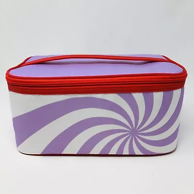 Clinique Makeup Train Case Cosmetic Bag With Handle Red Purple White • $9.80