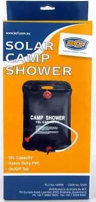 BCF Wanderer Solar Camp Shower 19L Heavy Duty On/Off Tap Outdoor Camping • $29.95