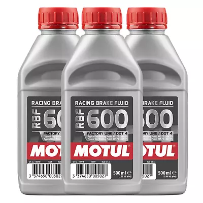 Motul Brake Fluid Rbf 600 Factory Line Synthetic Dot 4 Racing 500ml - Set Of 3 • $51.78