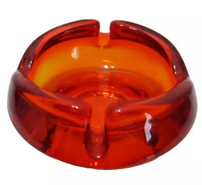 Vintage Viking Glass Ashtray #6720 Persimmon Orange Small Oval 3 1/2  Long • $40.49