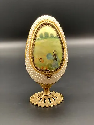 Vintage Decorative Egg Diorama On Solid Brass Base - 5  Tall • $92.99