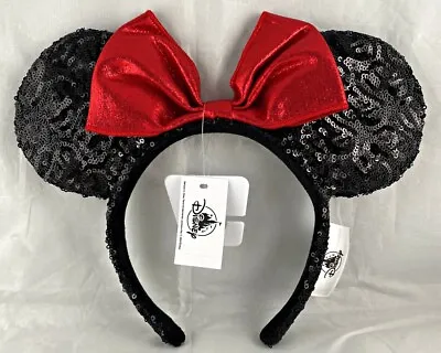 Disney Parks Minnie Mouse Classic Red Bow Black Ears Sequin Headband - NEW • $24.99