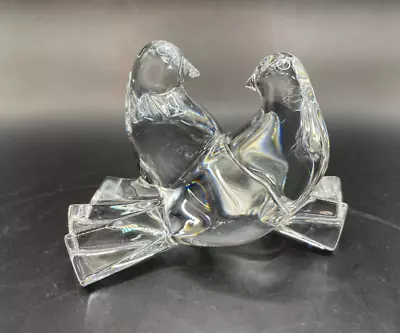 Baccarat Crystal Love Birds Doves Signed Art Glass Figurine Made In France • $68.99